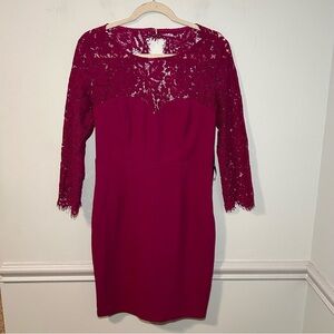 Lulus All the Stars Magenta Lace Backless Bodycon Dress Size Large